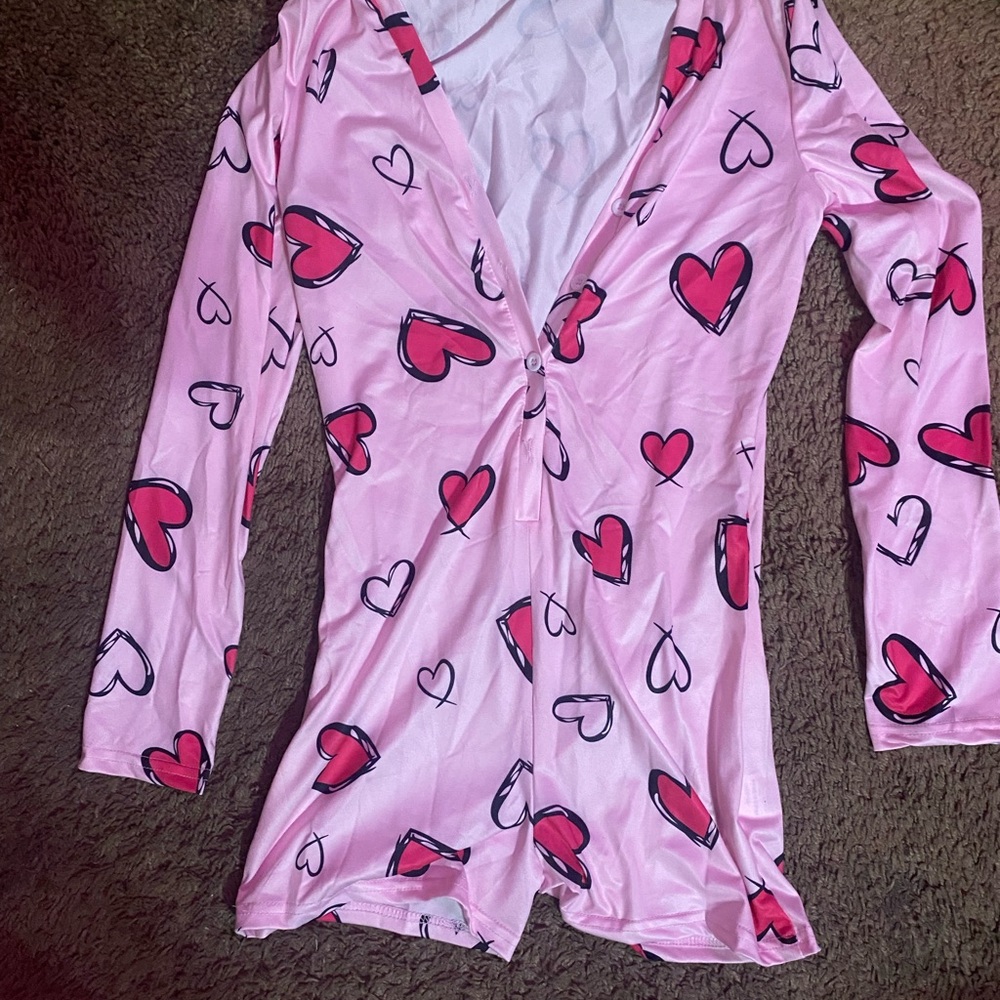 Pink Heart Print Women's Sleepwear